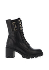 Nero Giardini Leather Military Heeled Boots, Black