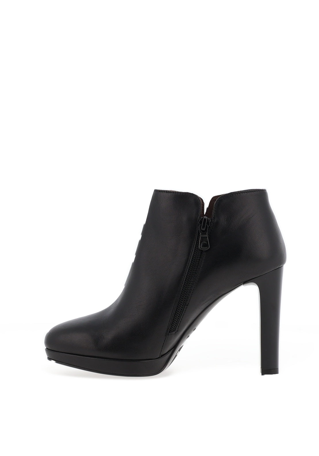 Nero Giardini Smooth Leather Heeled Ankle Boot, Black