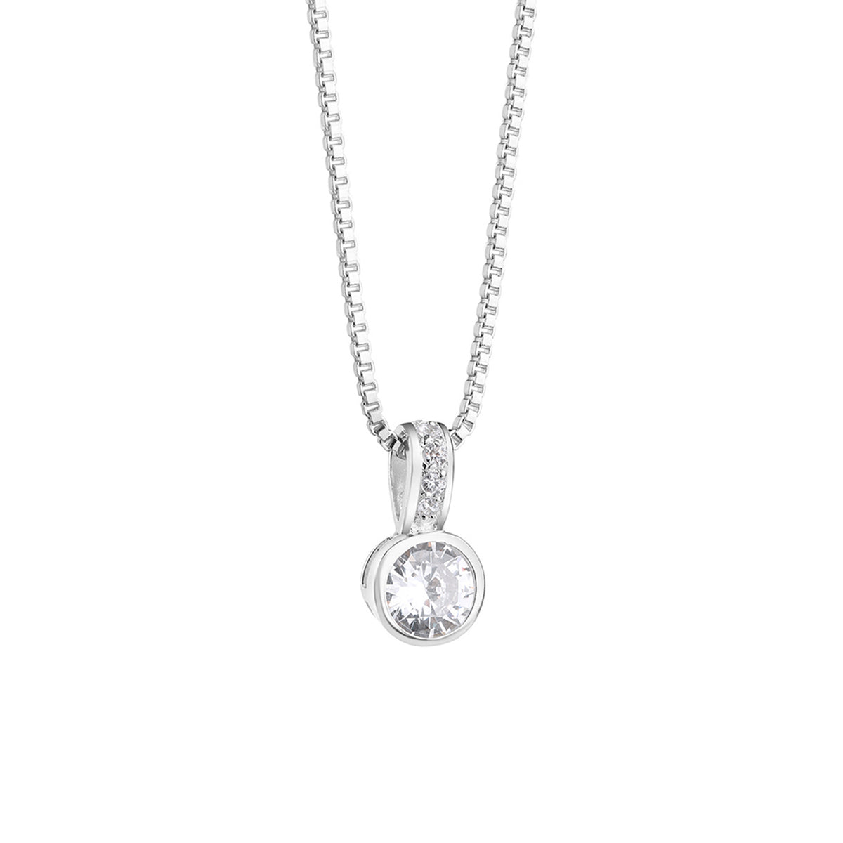 Newbridge CZ Drop Pendant Necklace, Silver