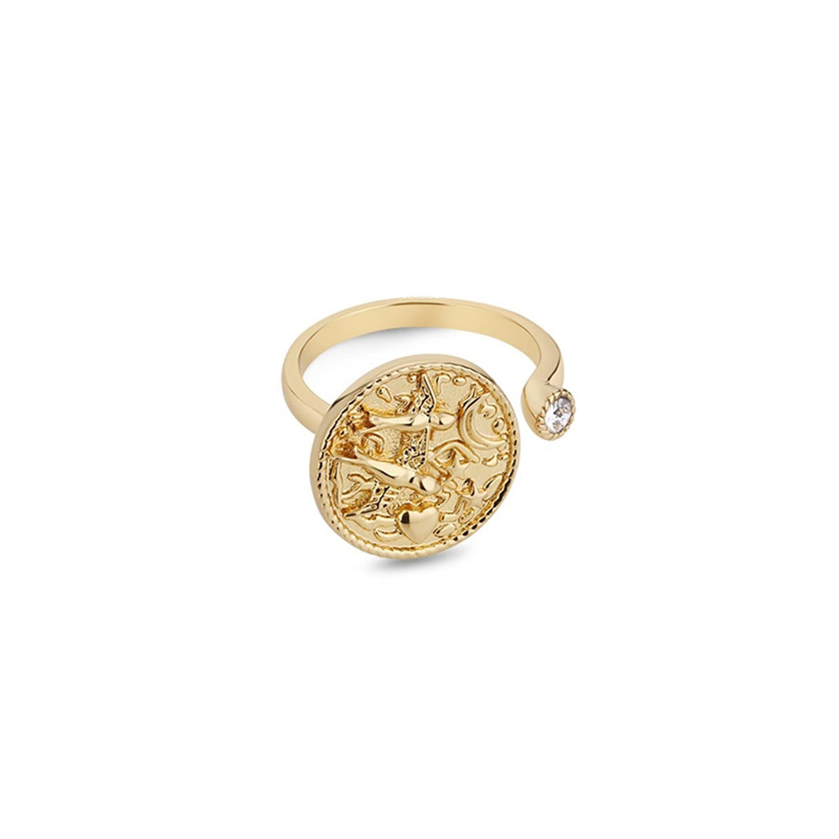 Newbridge Celestial Coin Adjustable Ring, Gold