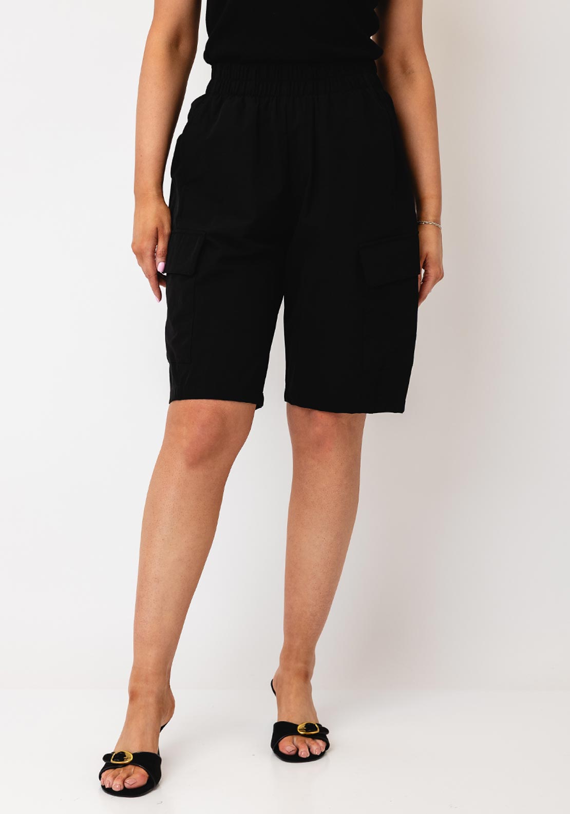 Noisy May Kirby Barrel Cargo Shorts, Black