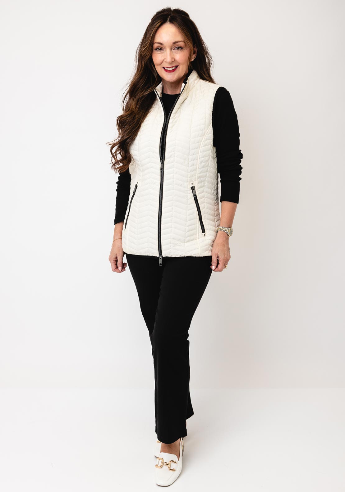Normann Contrast Detail Gilet, Cream