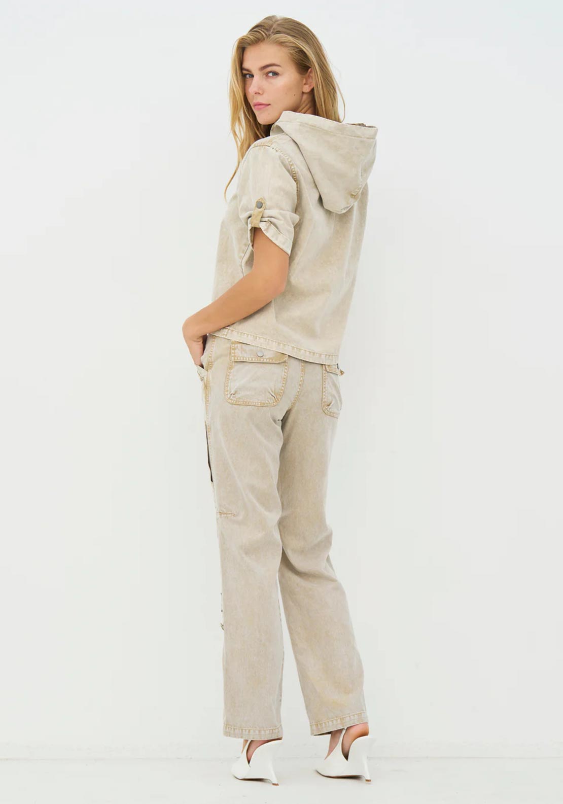 NU Denmark Cadey Denim Look Blouse, Light Beige