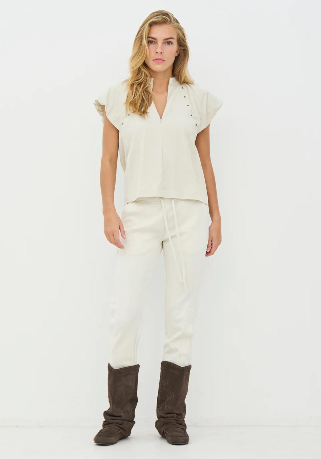 NU Denmark Cansu Zip Detail Shirt, Beige