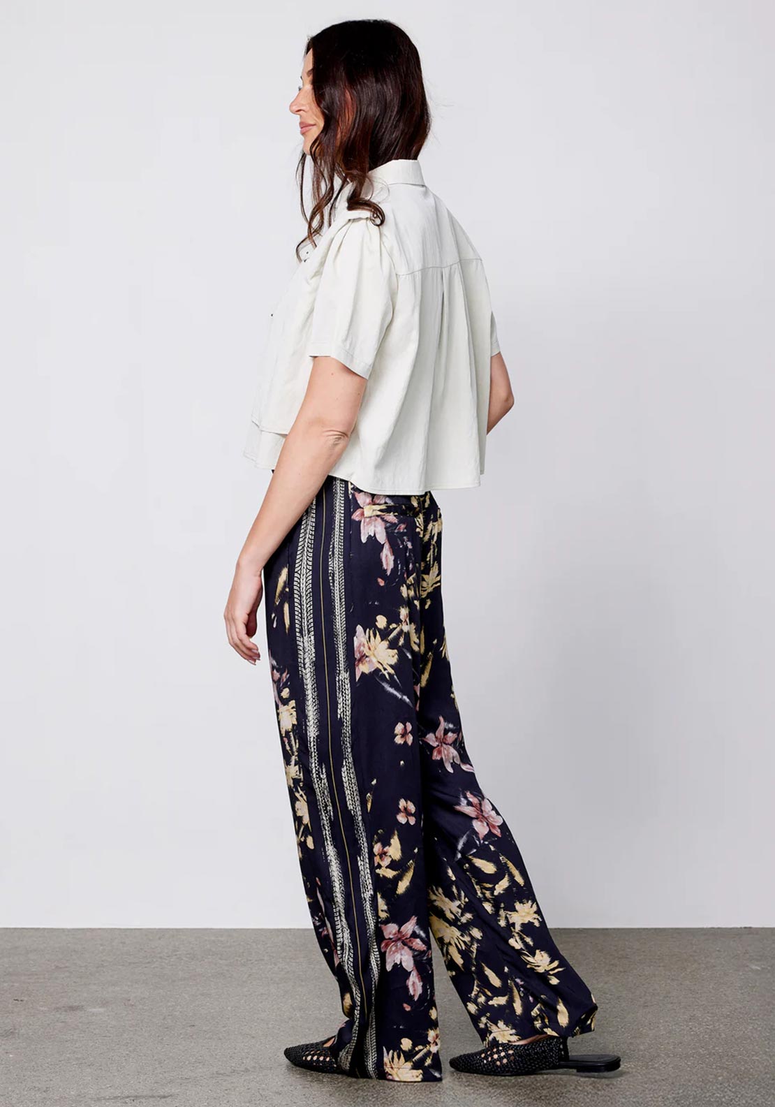 NU Denmark Cara Floral Trousers, Black Multi