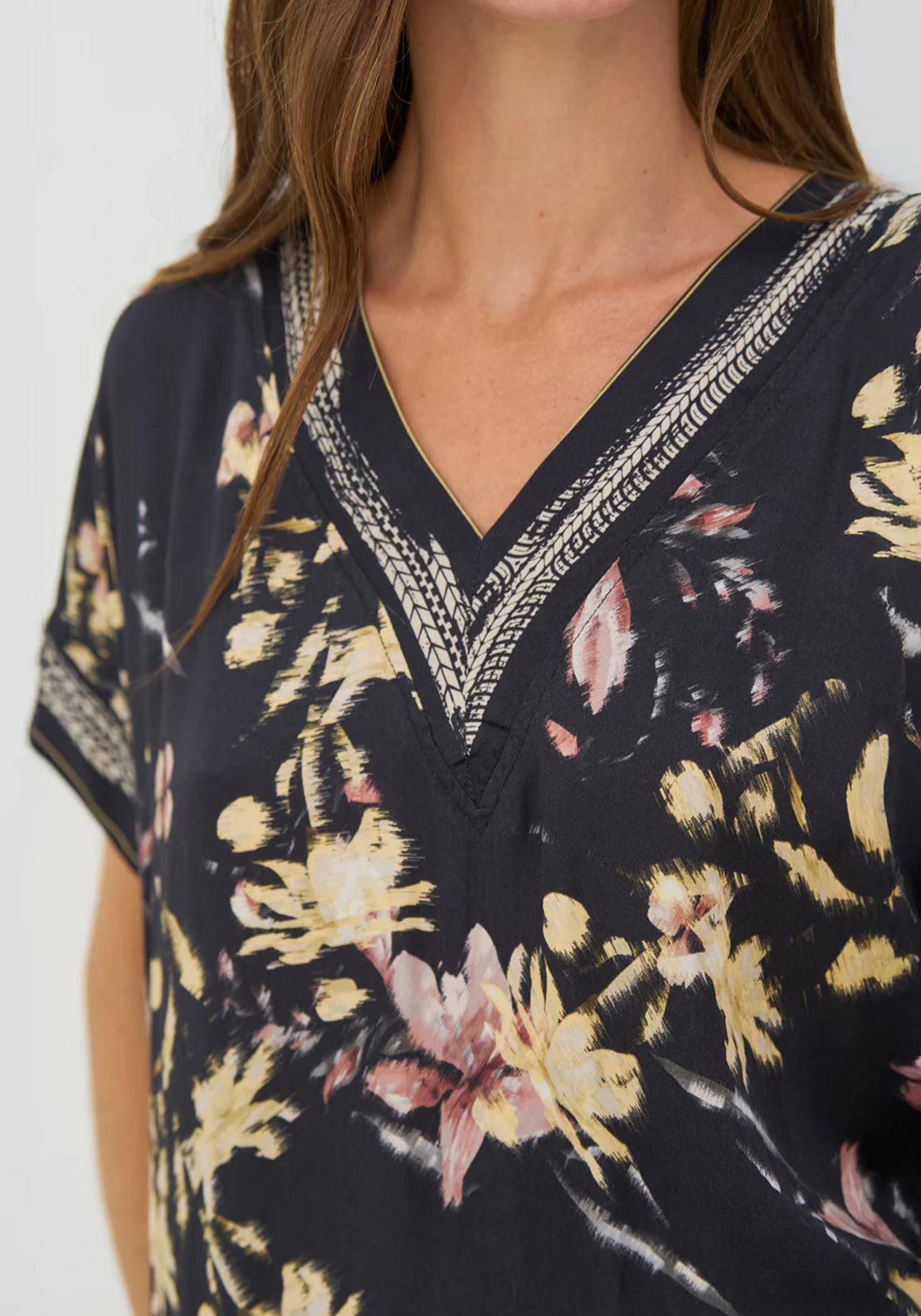 NU Denmark Cara Floral Blouse, Black Multi