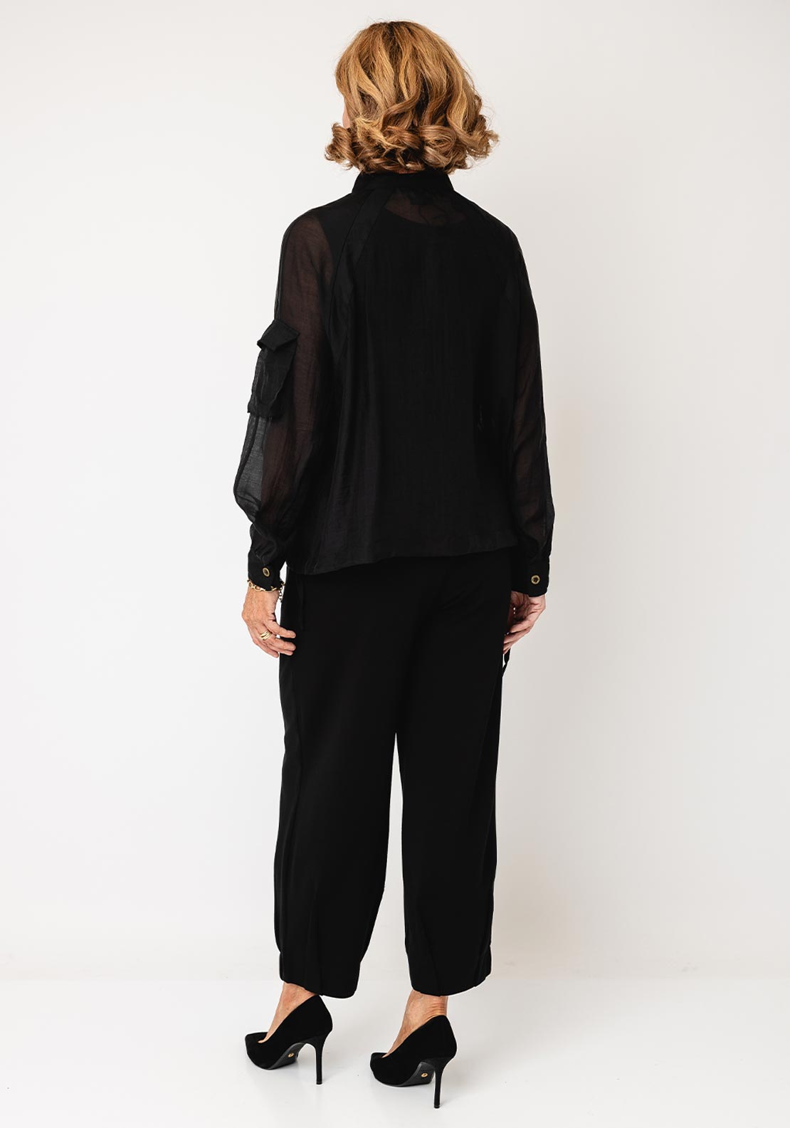 Nu Denmark Edith Lightweight Semi Sheer Zip Top, Black