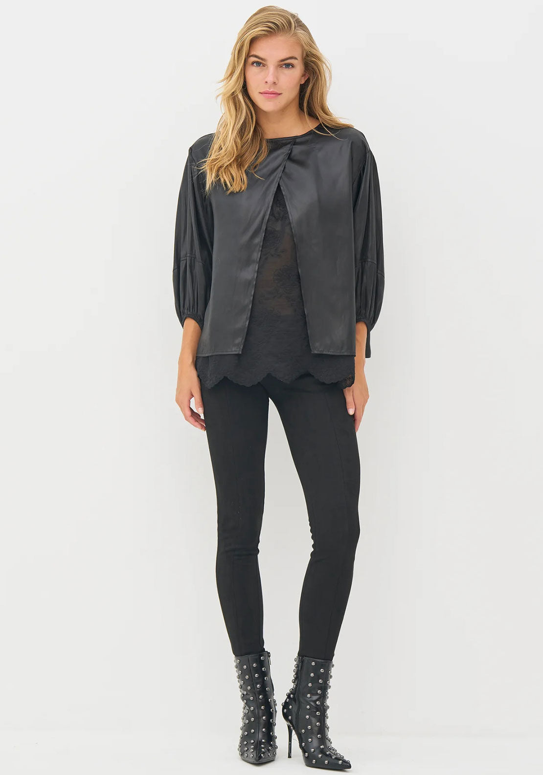 Nu Denmark Birdy Layered Lace Top, Black