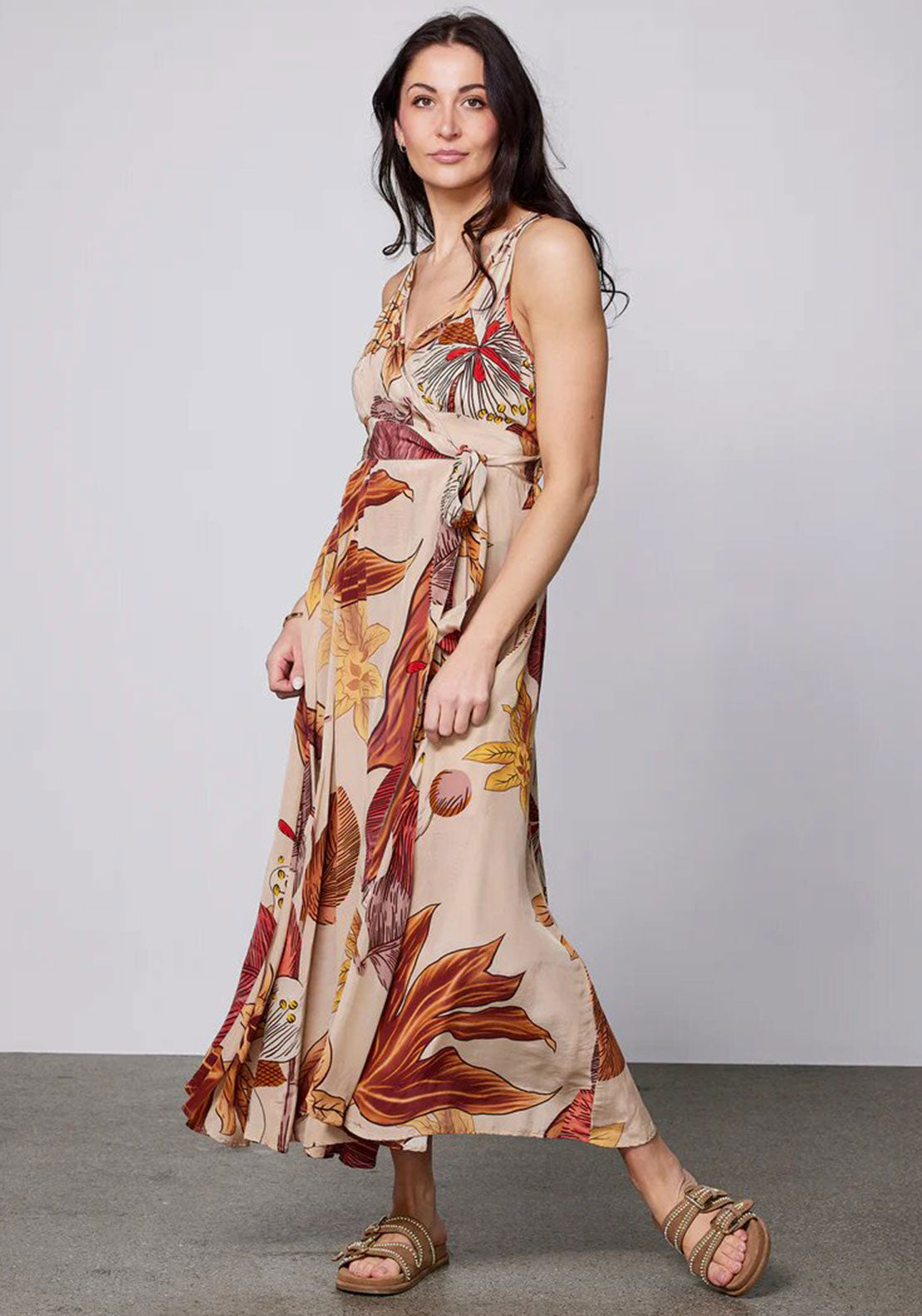 Nu Denmark Zenta Floral Wrap Maxi Dress, Beige