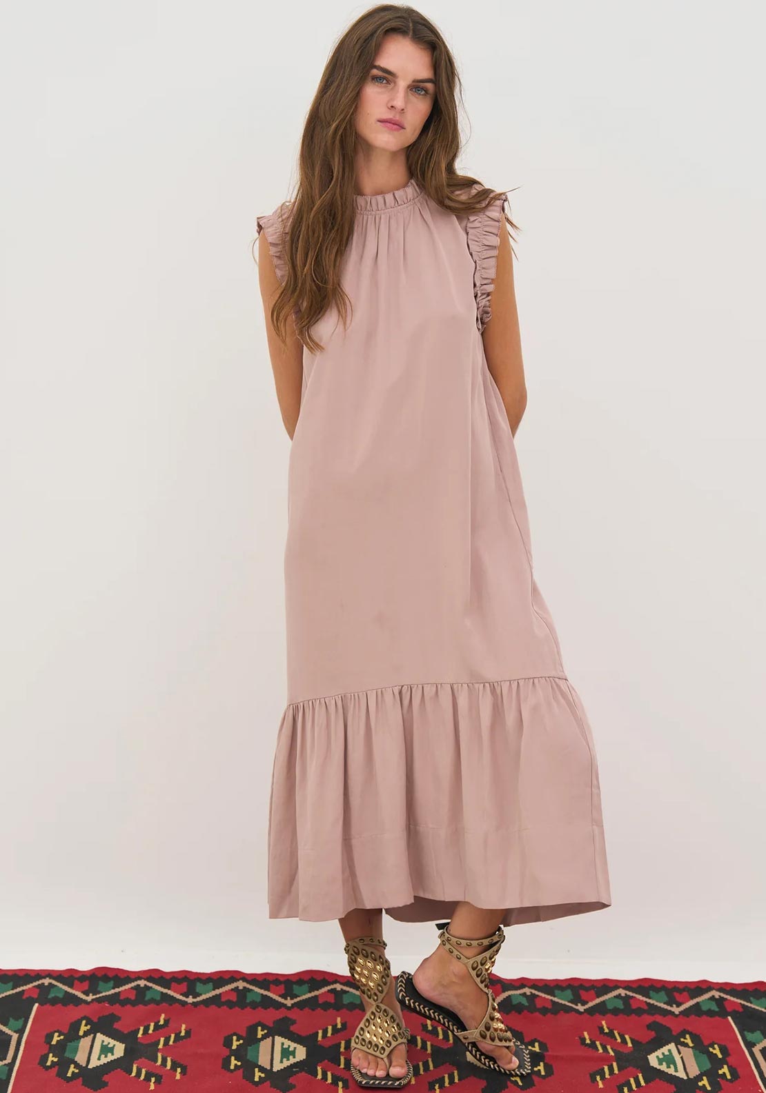 Nu Denmark Devin Frill Maxi Dress, Pink