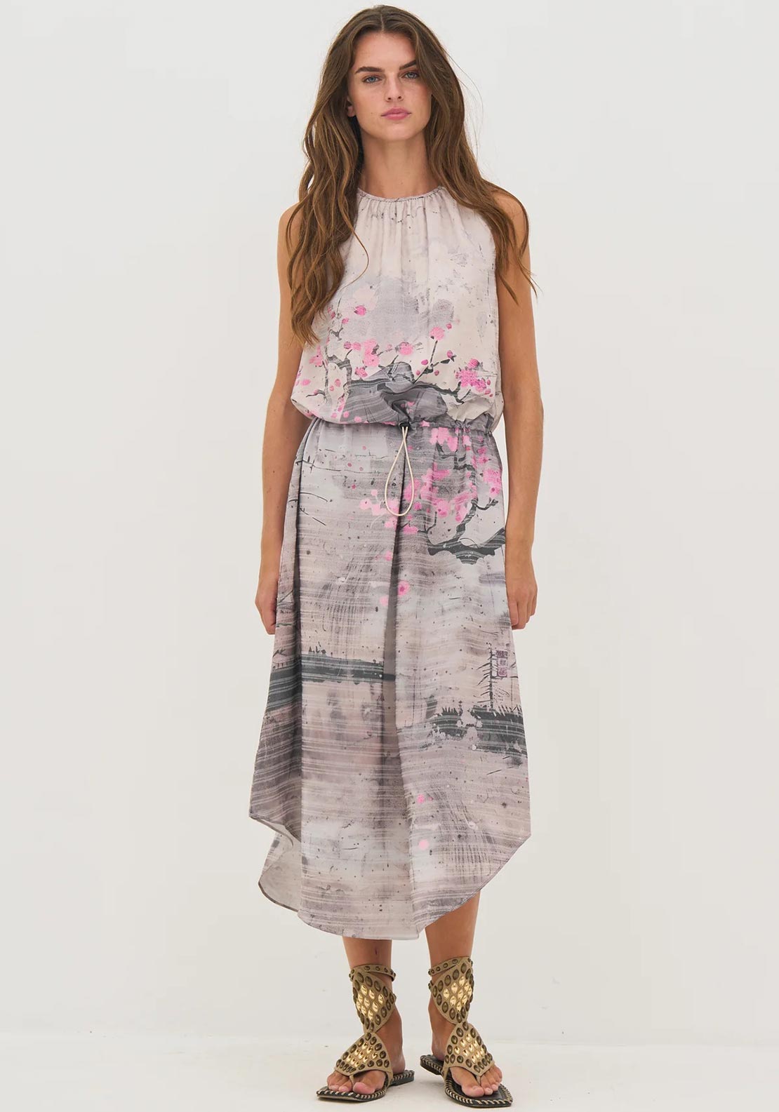 cherry blossom midi dress Nu Denmark Dell Cherry Blossom Midi Dress, Grey