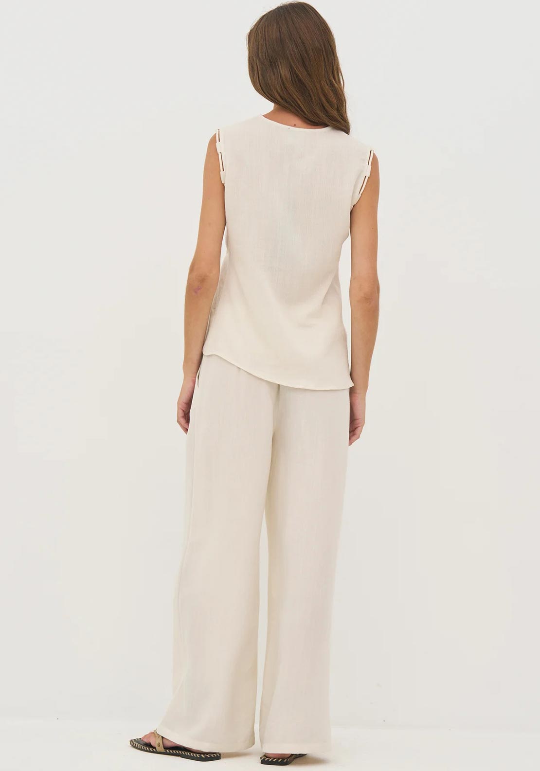 Nu Denmark Delei V Neck Cinched Top, Cream