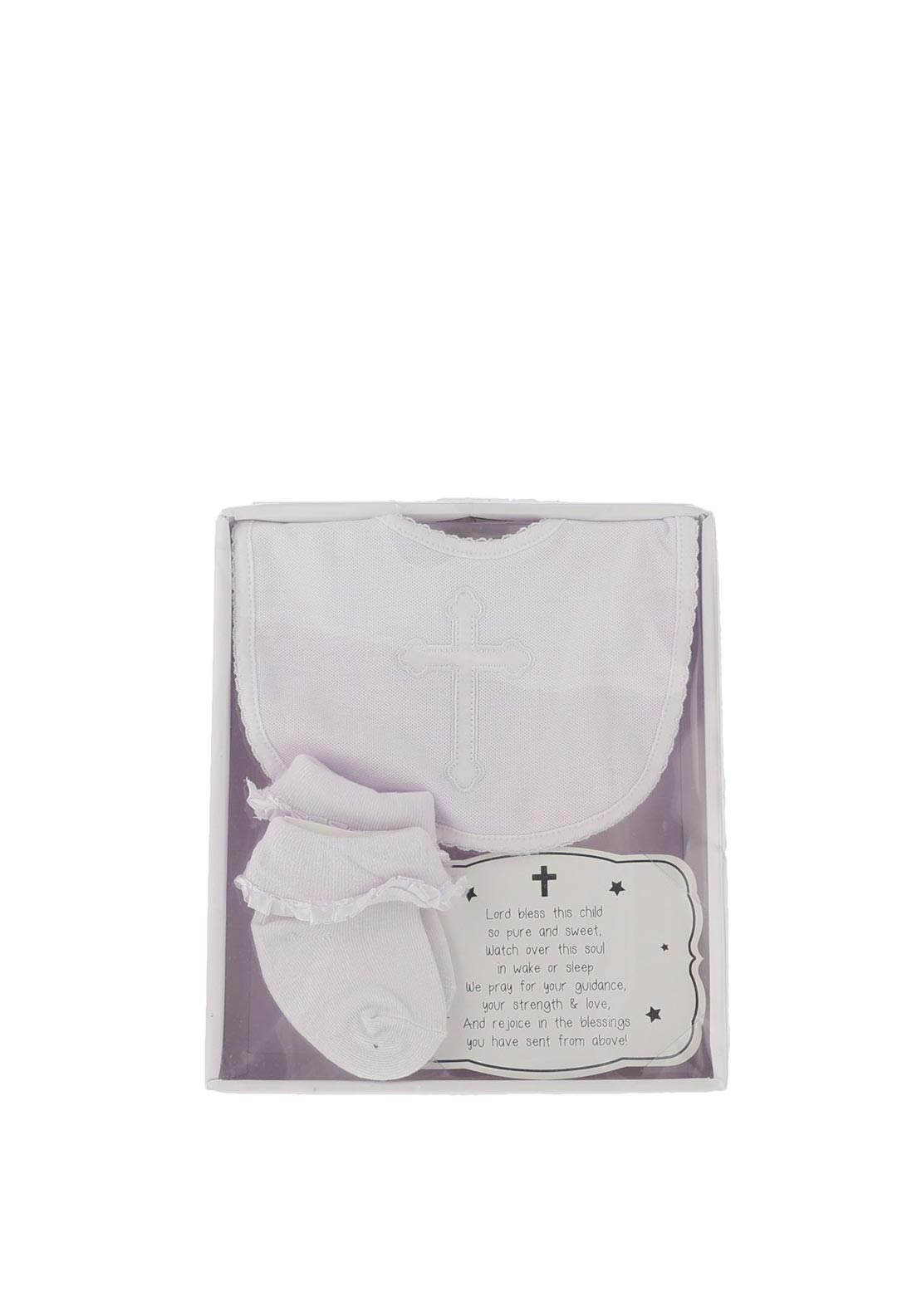 Nursery Time Baby Christening Bib and Socks Gift Box, McElhinneys