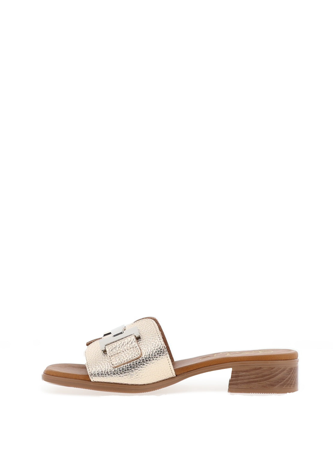 Oh My Sandals Leather Low Heel Mule Sandals, Champagne