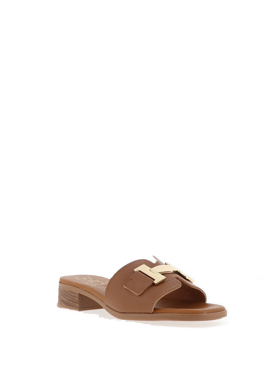 Oh My Sandals Leather Low Heel Mule Sandals, Tan