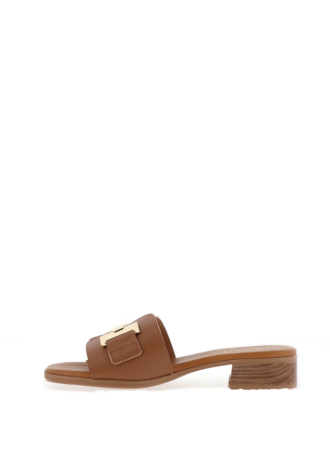 Oh My Sandals Leather Low Heel Mule Sandals, Tan