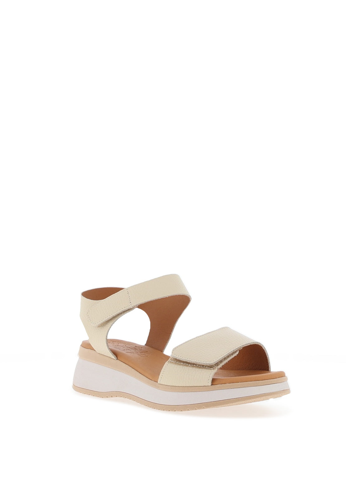 Oh My Sandals Pebbled Leather Velcro Strap Sandals, Ice