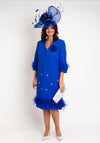 Ophelia Melita Boa Feather Trim Jacket & Dress Set, Iris Blue