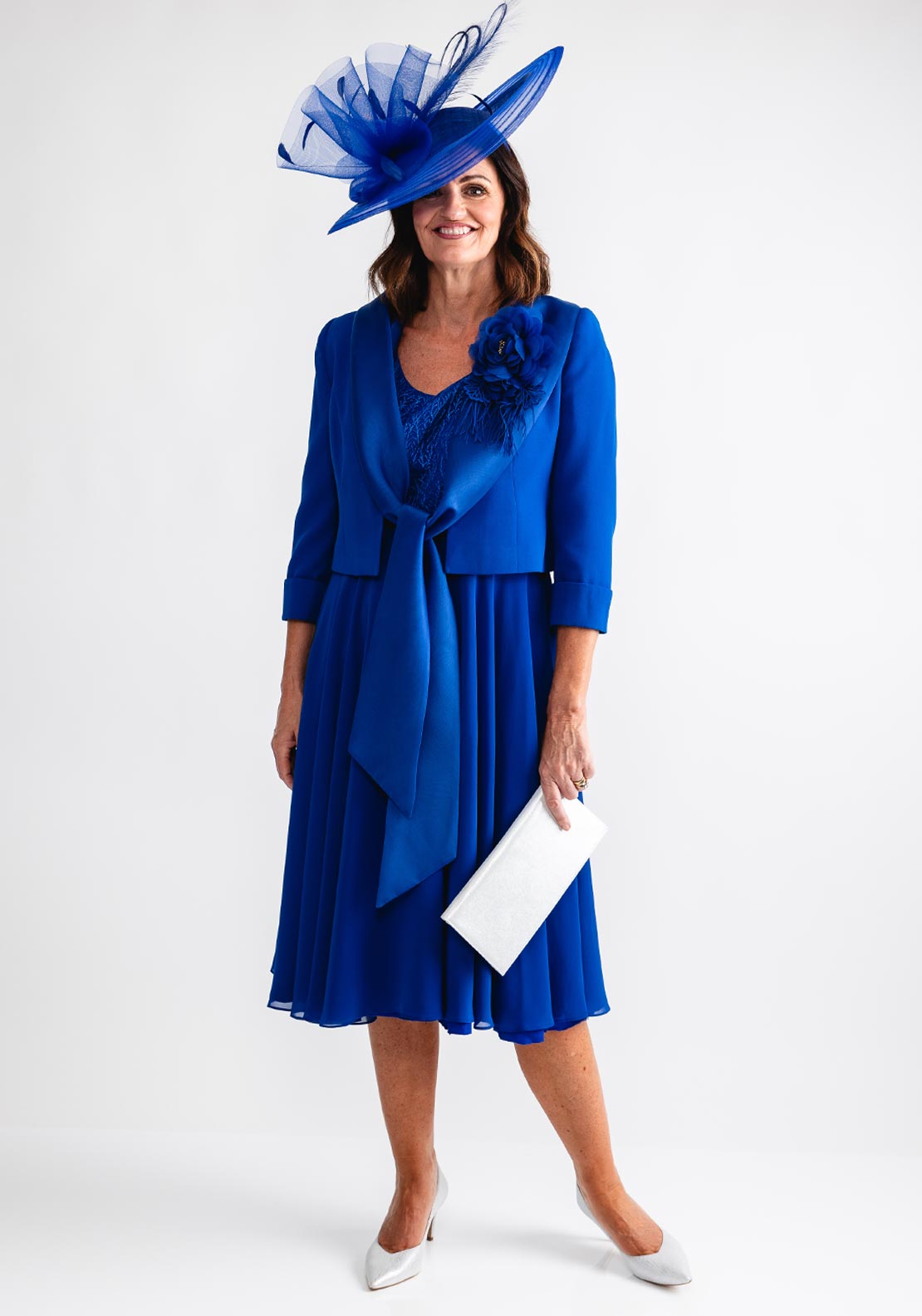royal blue dress with jacket Ophelia Melita Chiffon Dress and Jacket, Royal Blue