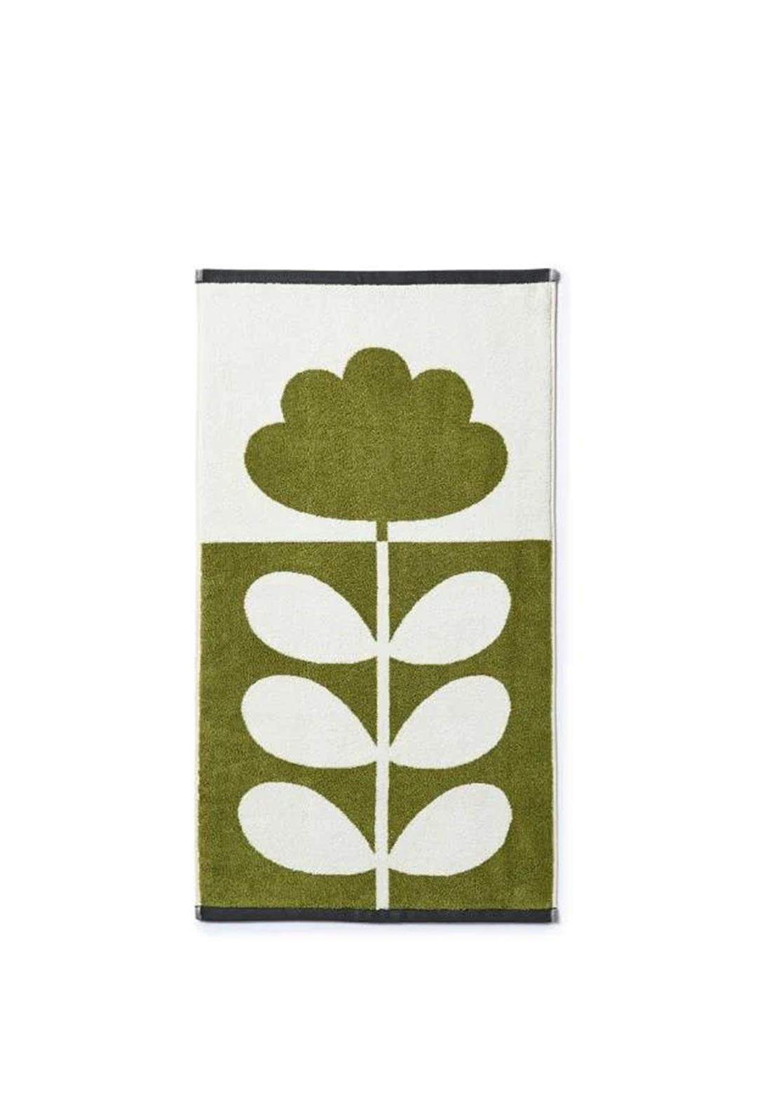 Serviette De Bain Orla Kiely Stem Bloom Duo Blush - 50x90cm, 100% Coton 950g/m², Bord Orange, Motif Fleurs Et Tiges - 7