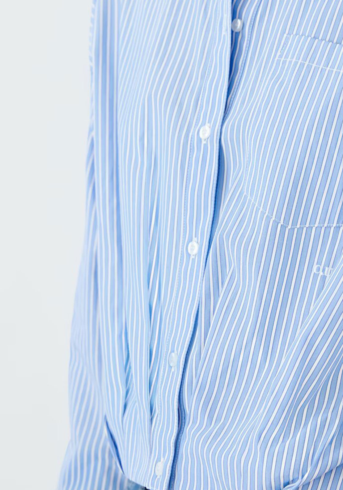 Oui Cropped Elasticated Striped Shirt, Blue