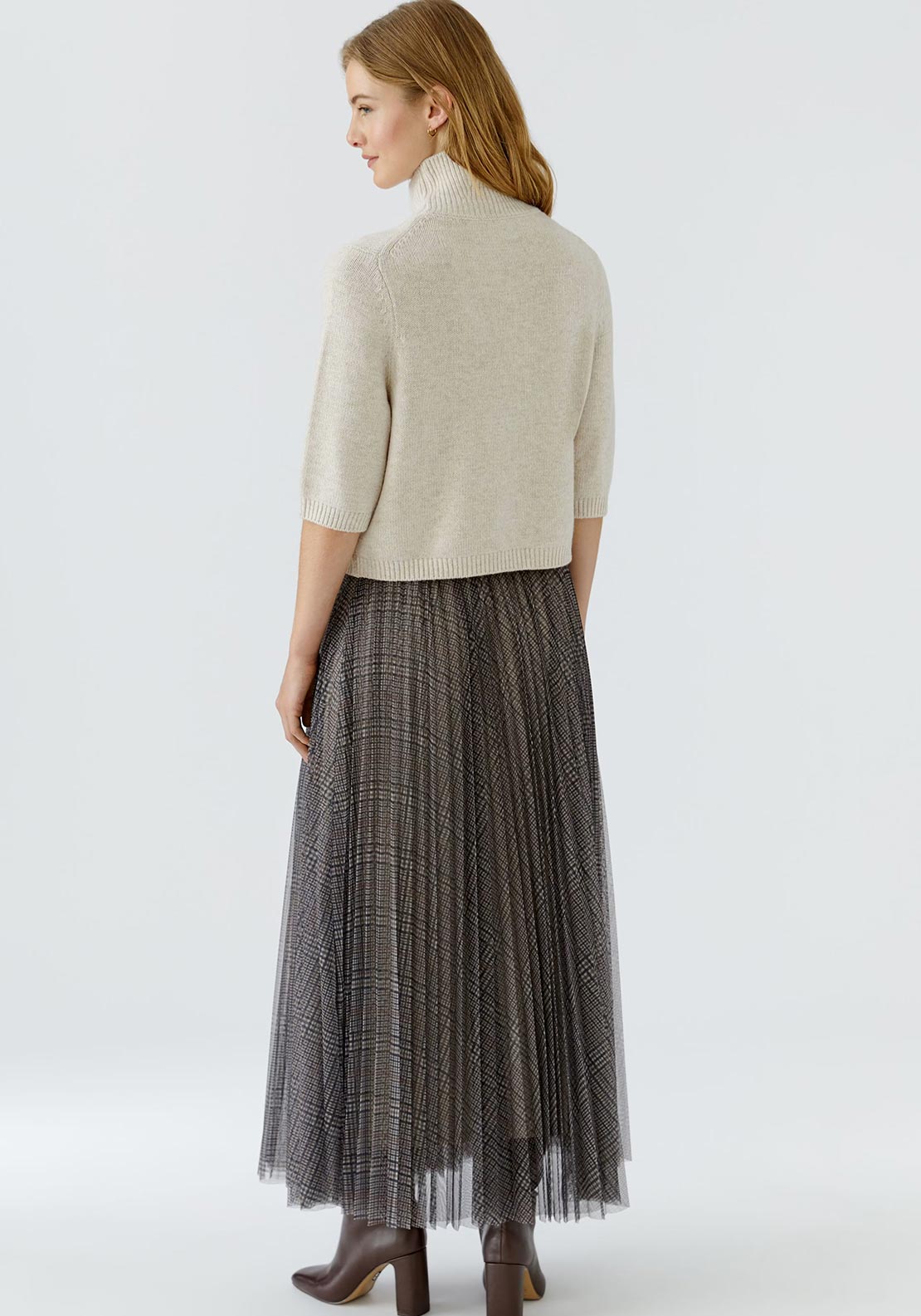 Oui Wool Blend Turtleneck Knitted Jumper, Beige