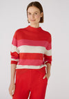 Oui Block Stripe Knitted Jumper, Red Rose