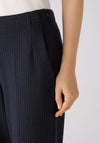 OUI Pinstripe Straight Leg Jersey Trouser, Dark Blue Grey