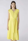 Oui Linen Cotton Fit and Flare Midi Dress, Yellow