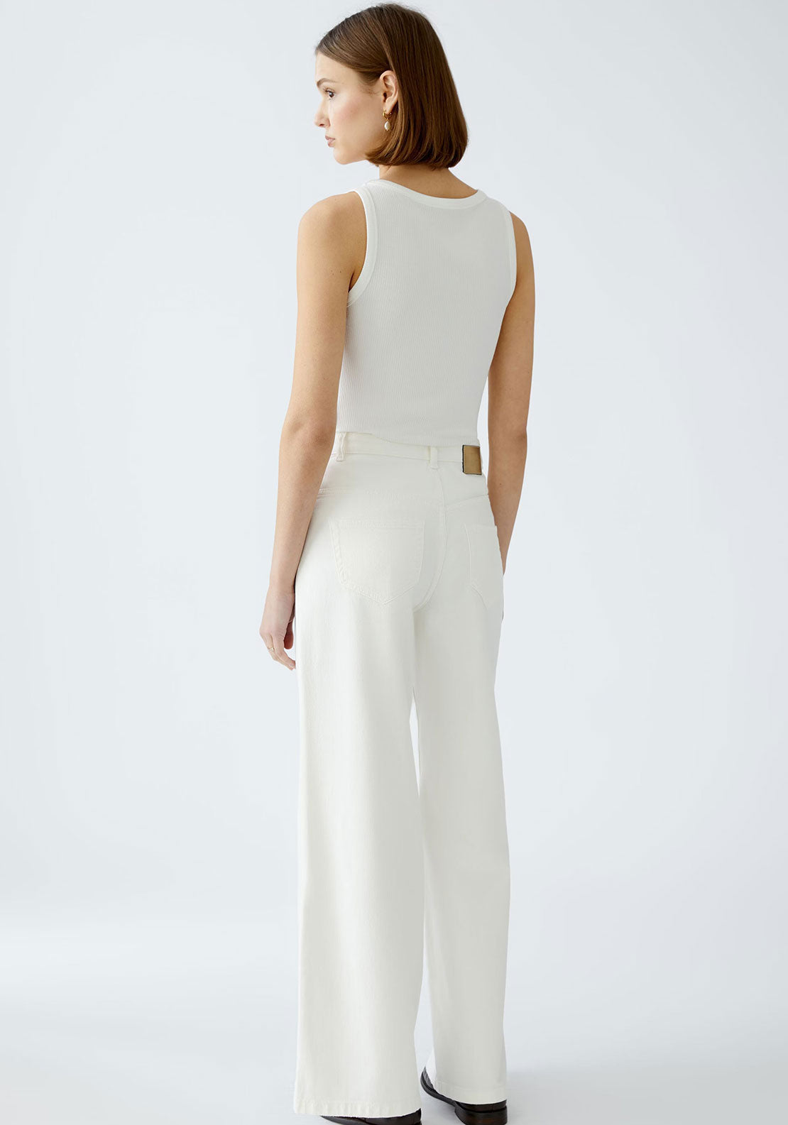 Oui High Rise Wide Leg Jeans, White
