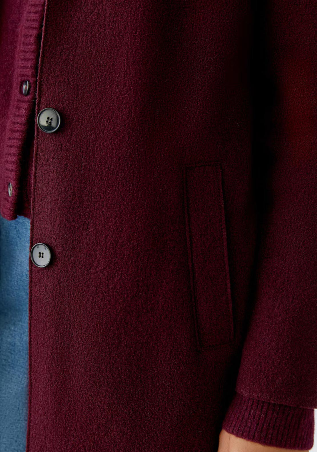 Oui Mayson Longline Wool Coat, Wine