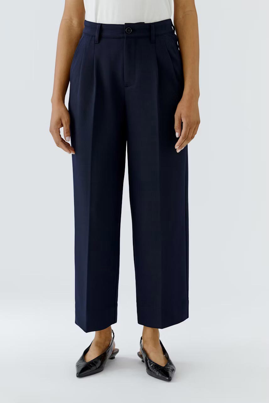Oui Pleated Front Tailored Trousers, Navy