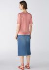 Oui Sequin Chilli Striped T-Shirt, Red