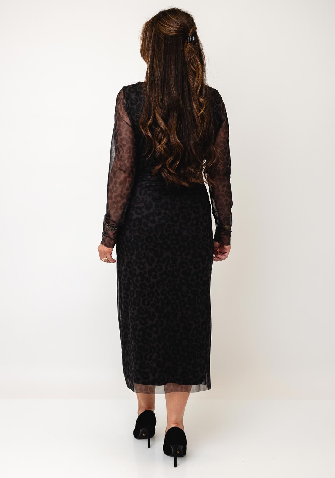 Oui Leopard Print Midi Dress, Black Multi