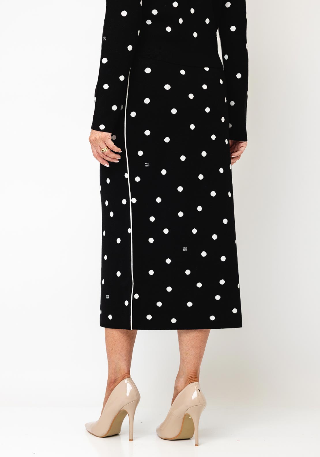 Oui Dot Knit Midi Dress, Black