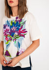 Oui Flower Vase Print Cotton T-Shirt, Off- White