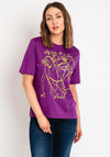 Oui Sequin Print Cotton T-Shirt, Violet