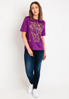 Oui Sequin Print Cotton T-Shirt, Violet