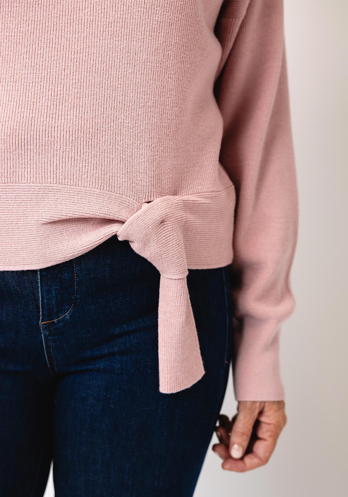 Oui Bow Detail Crew Neck Jumper, Pink