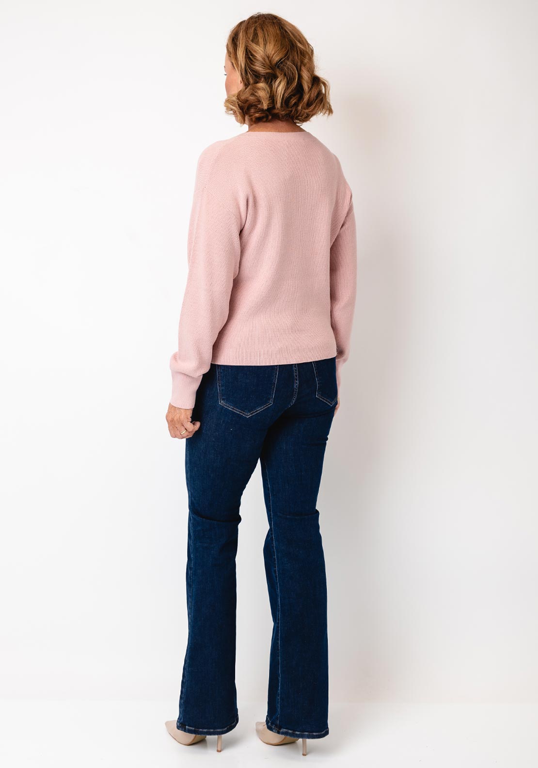 Oui Bow Detail Crew Neck Jumper, Pink