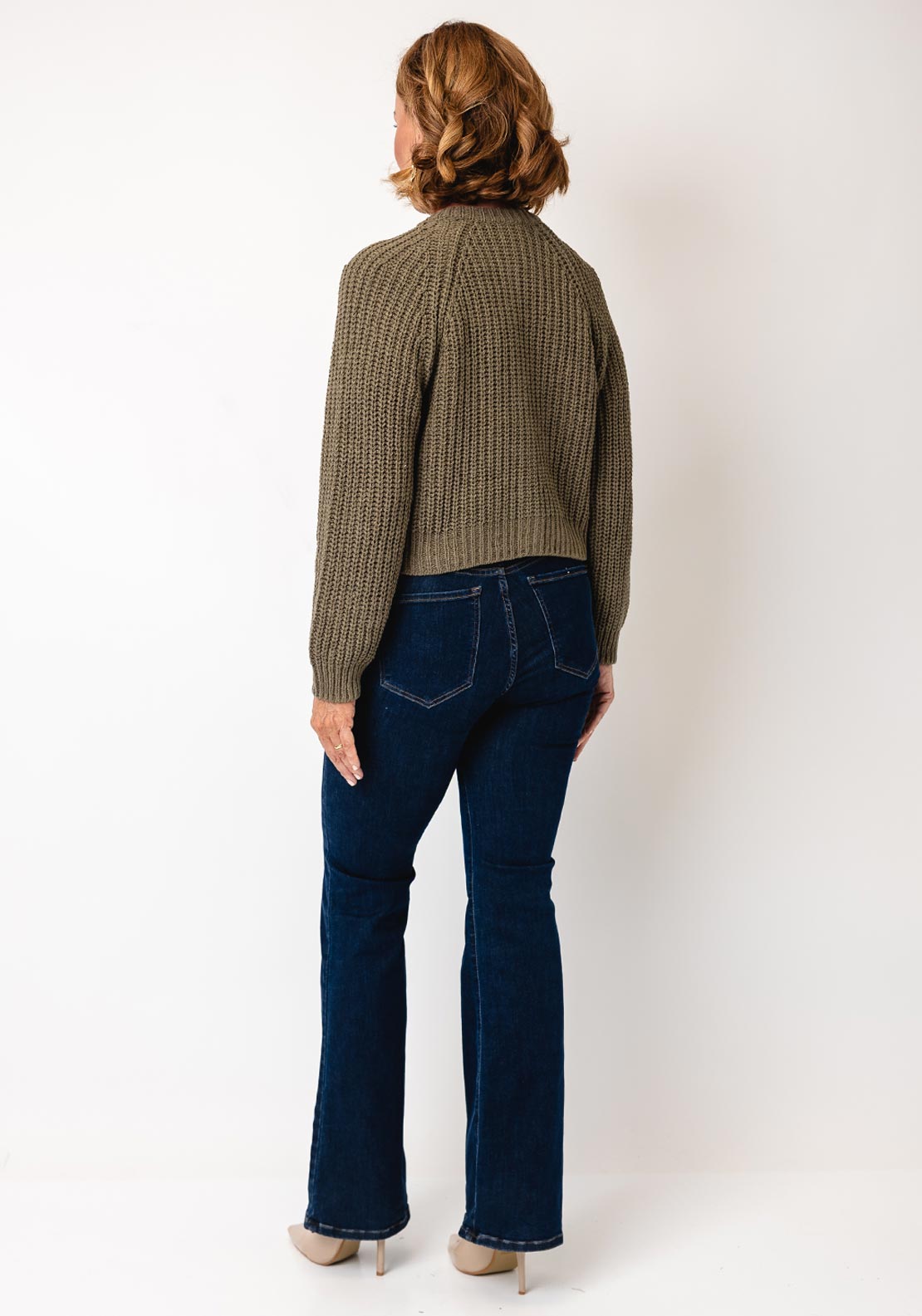 Oui Knitted Button Up Cardigan, Green