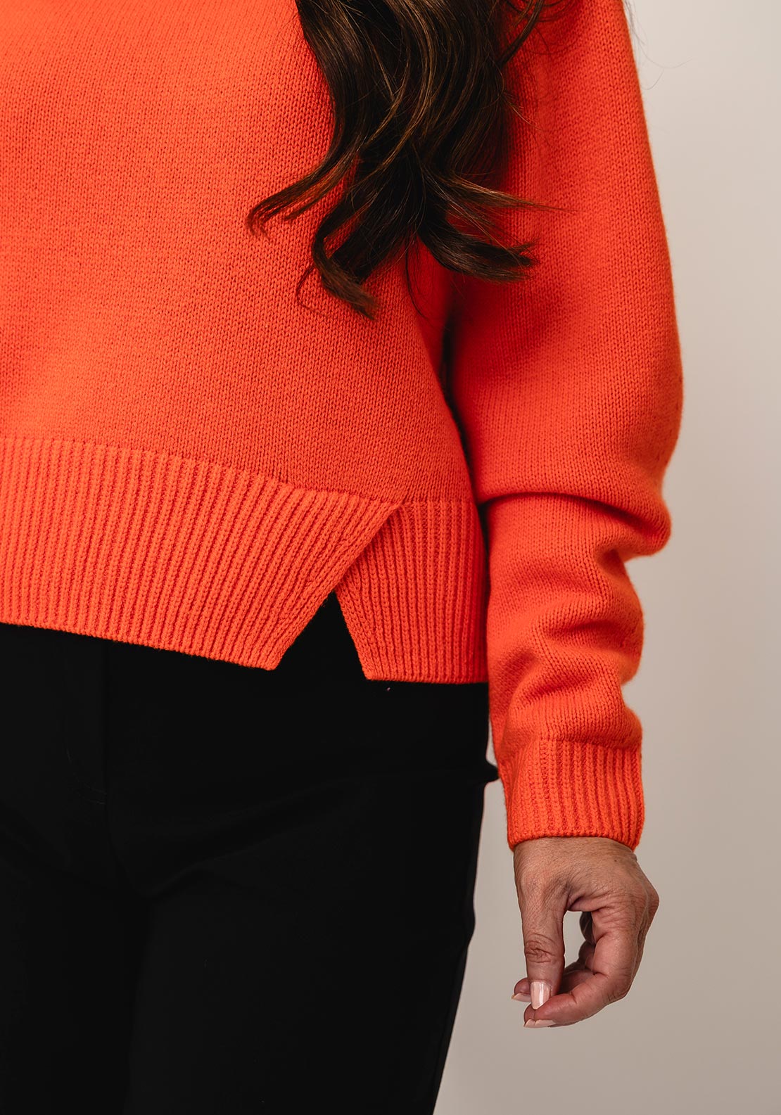 Oui Knitted Cropped Jumper, Orange