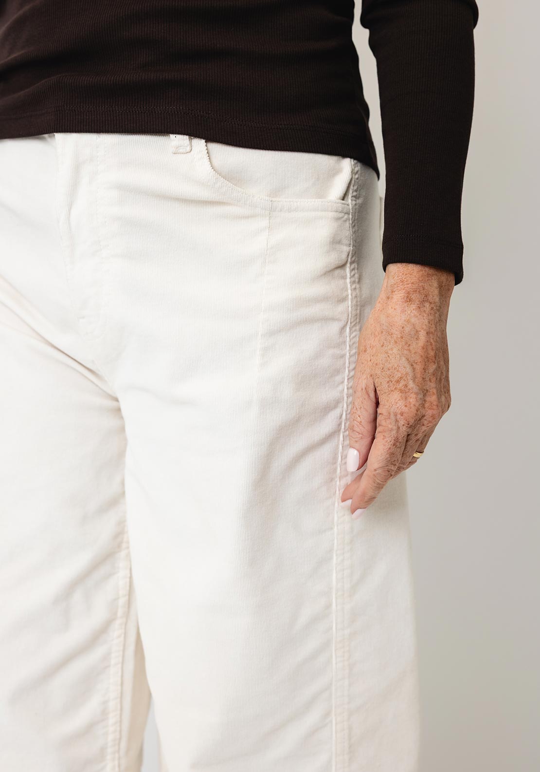Oui High Waisted Wide Barrel Leg Jeans, Cream