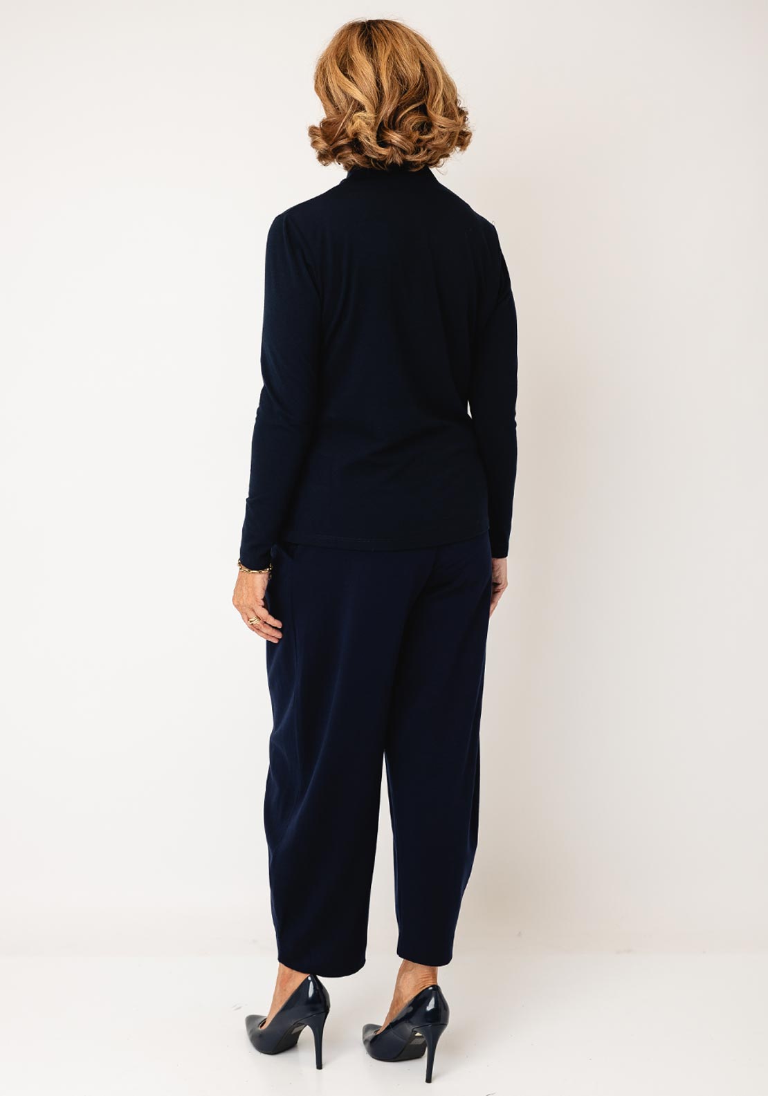 Ozai N Kú Faux Wrap Long Sleeve Top, Navy