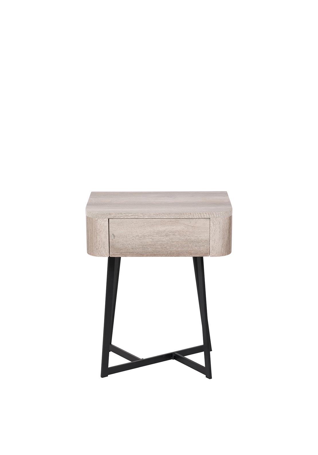 Pacific Ukiah Oak Veneer Bedside Table, Grey and Black