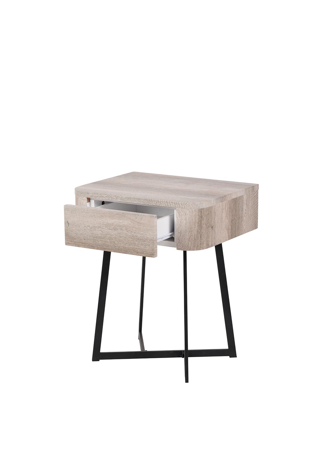 Pacific Ukiah Oak Veneer Bedside Table, Grey and Black