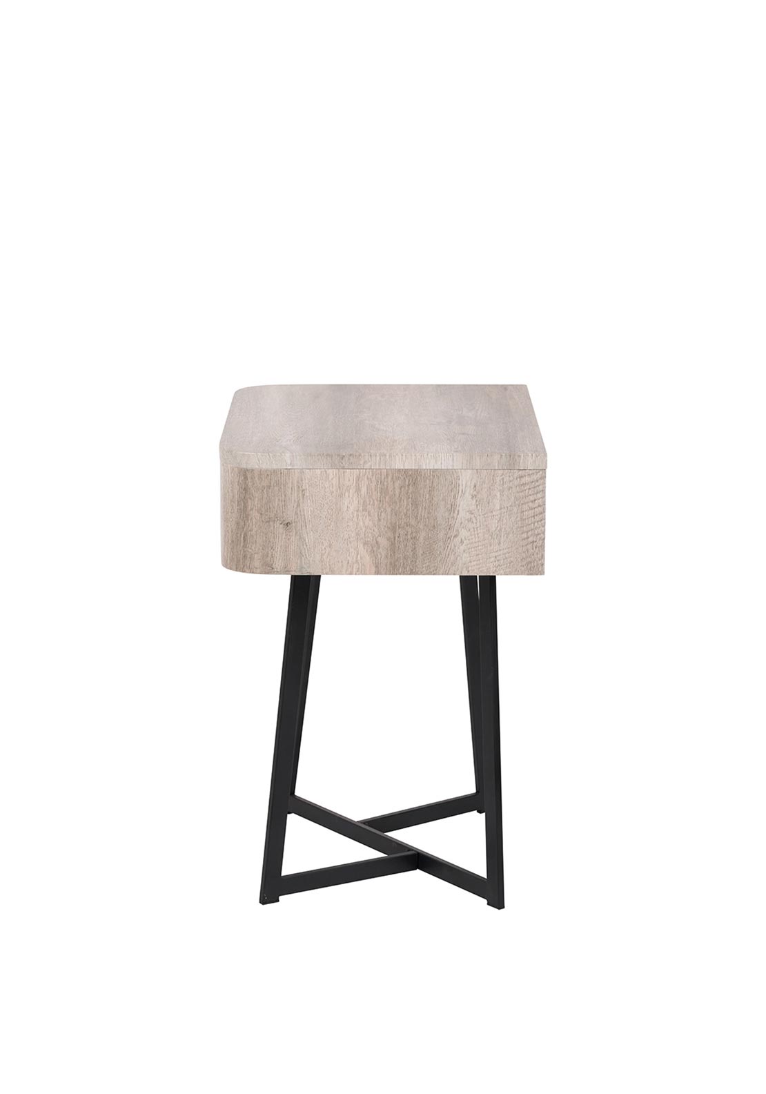 Pacific Ukiah Oak Veneer Bedside Table, Grey and Black