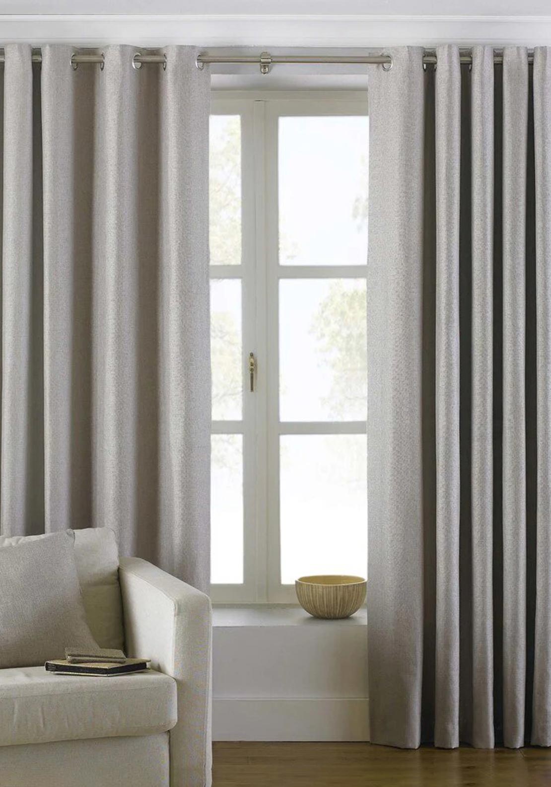 Riva Paoletti Tende Con Occhielli Atlantic 229x183 Cm: Tessuto Twill In Tonalità Naturali, 100% Poliestere, Fodera Termica, Per Soggiorno E Camera