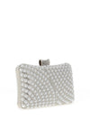 Zen Collection Diamante Pearl Clutch Bag, Silver
