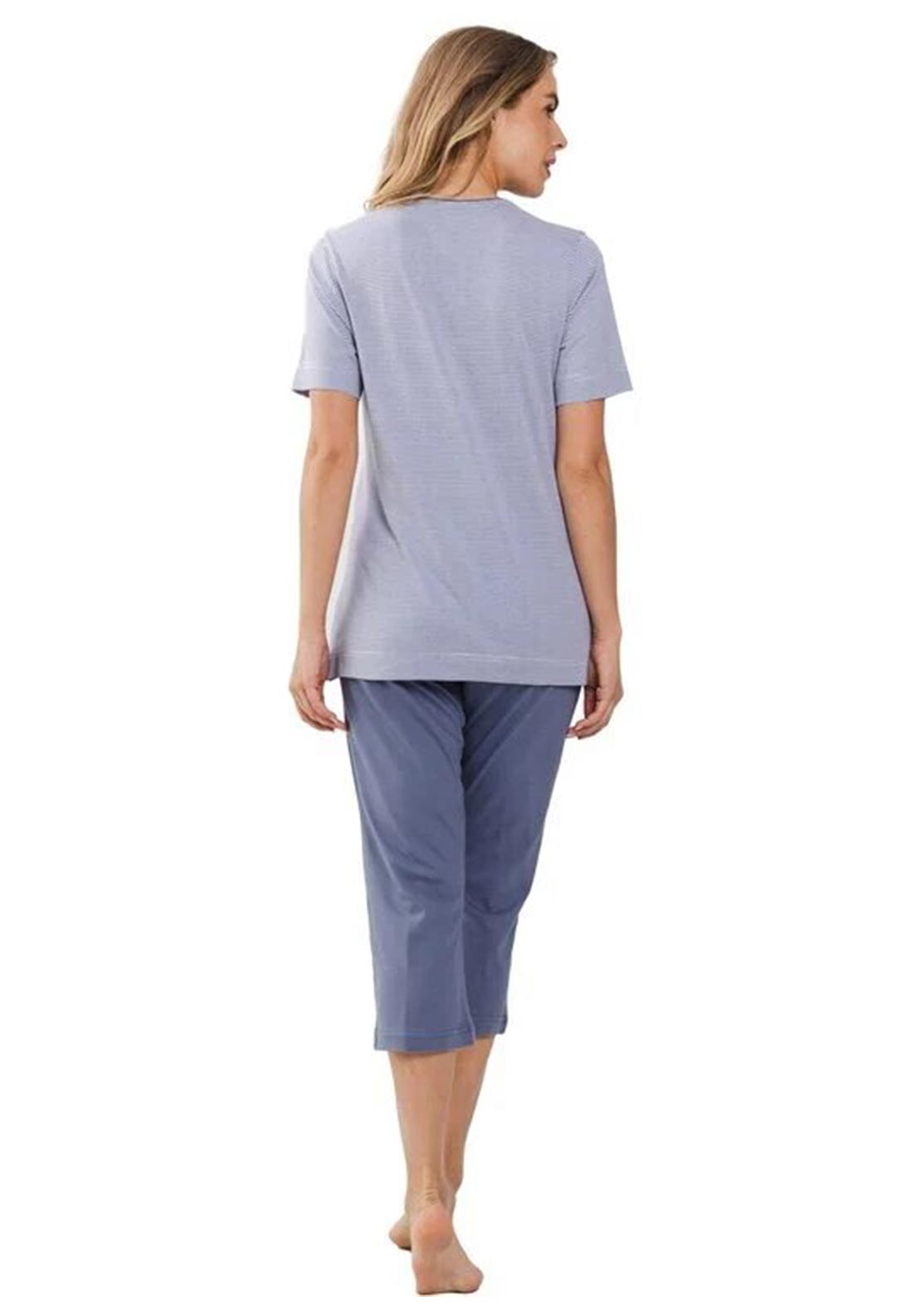 Pastunette Floral Stripe Pyjama Set, Grey